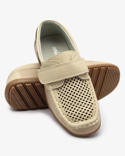 Mocasini traforați pentru copii, bej Nexxc- Footwear