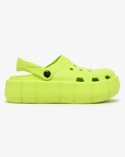 Royalfashion Șlapi de damă verde neon cu ornament ajurat Mightty