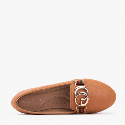 Mocasini de dama cu decor camel Meneris - Incaltaminte