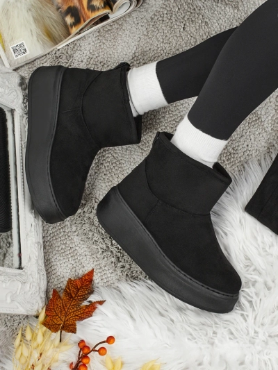 Cizme scurte tip snowboots pentru femei cu parte superioară detașabilă Elizze