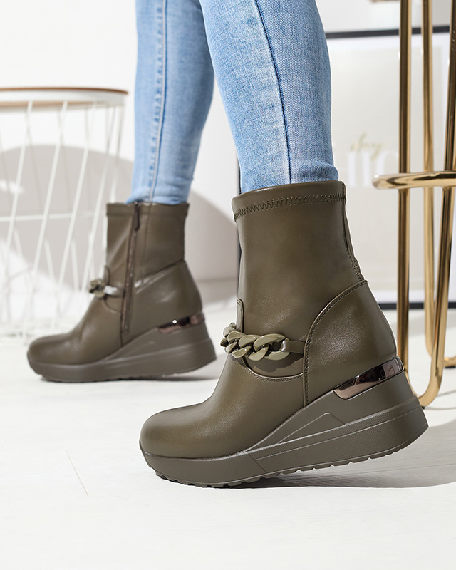 Cizme de damă verzi pe ancoră cu lanț Fefricca- Încălțăminte