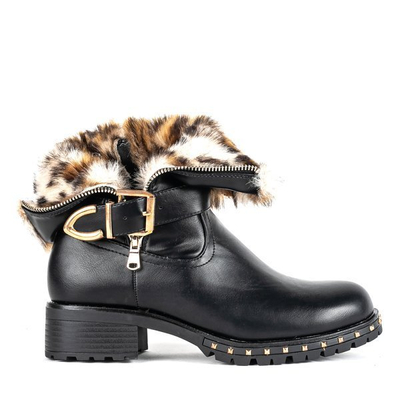 Czarne botki na płaskim obcasie Rahela - Obuwie