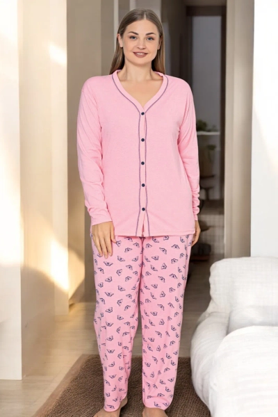 Royalfashion Pijama din două piese pentru femei din bumbac MĂRIME MARE