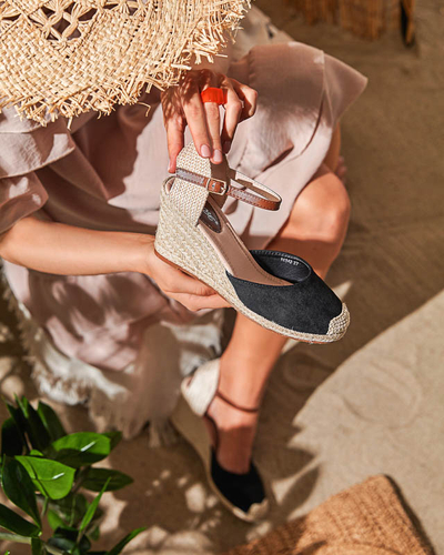 Sandale cu pană de damă din piele ecologică Toleka - Pantofi