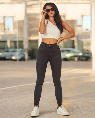 Royalfashion Blugi conici din bumbac pentru femei