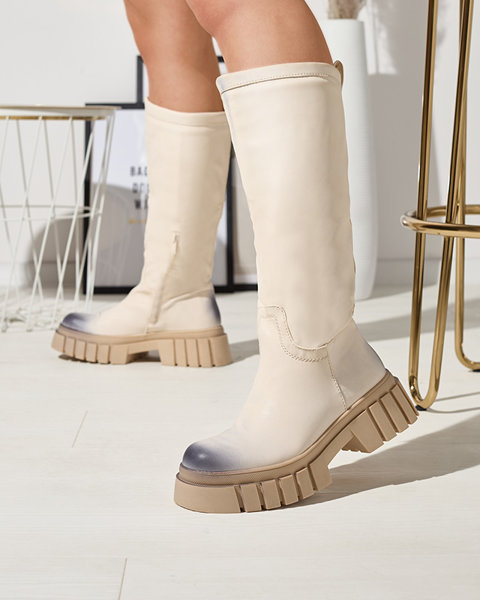 Cizme pentru femei Astaroth Mid-Calf Cream - Încălțăminte