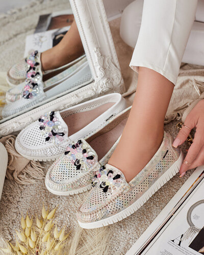 Royalfashion Mocasini traforați cu mărgele pentru femei Nasfali