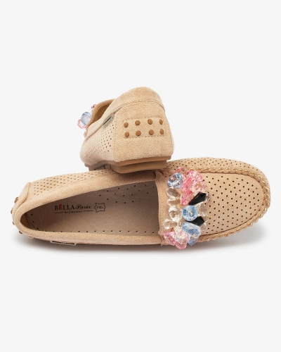 Royalfashion Mocasini pentru femei maro deschis maro deschis cu cristale decorative Cizzas