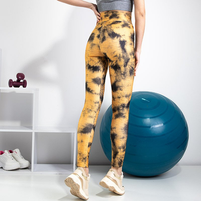 Jambiere galbene pentru femei cu pete decorative - Îmbrăcăminte