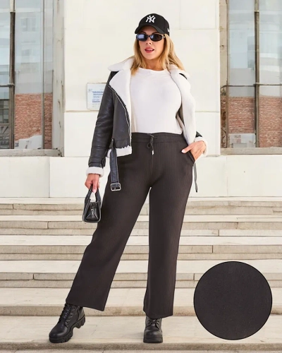 Royalfashion Pantaloni largi de damă cu dungi MARIME PLUS