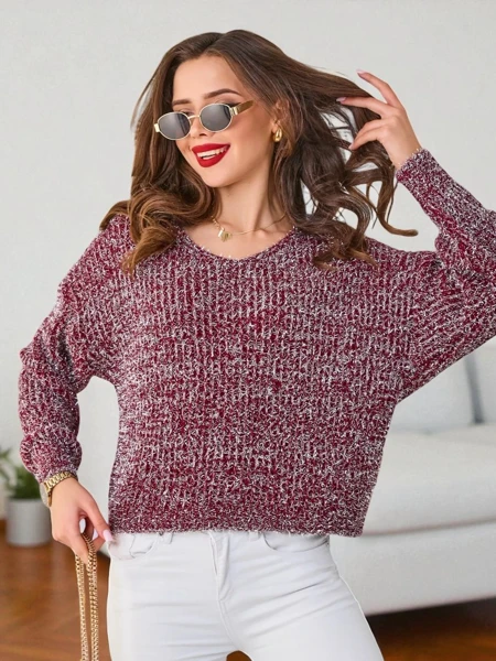 Royalfashion Pulover pentru femei cu fir strălucitor