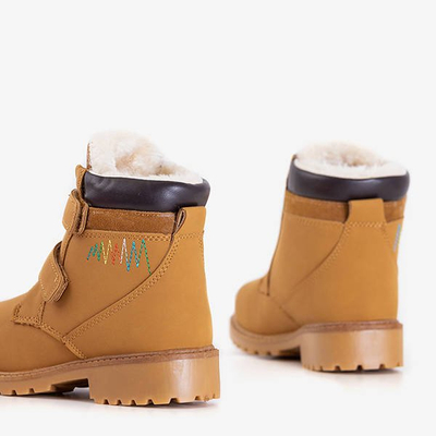 Cizme de drumeții pentru copii din piele ecologică maro Amila - Încălțăminte