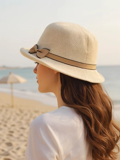 Royalfashion Pălărie de damă decorată cu fundă Summer Grace