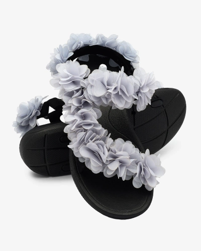Royalfashion Sandale de damă gri cu flori Alferroy