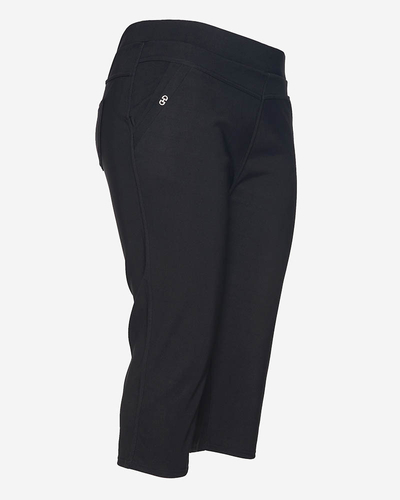 Pantaloni scurți 3/4 de damă în negru PLUS SIZE - Îmbrăcăminte