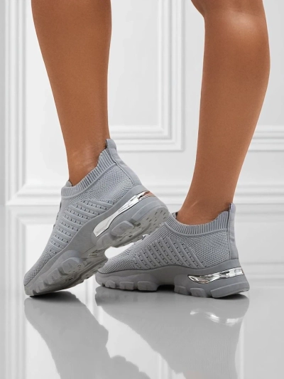 Women's Atenea Light Grey Fabric Sneakers on a 4.5 cm Flat Sole
