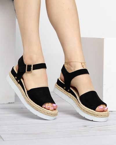 OUTLET Sandale negre dama pe pană Setovia - Încălțăminte