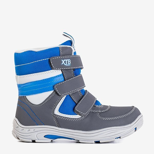 Cizme de zăpadă pentru băieți gri și albastru Sidan - Pantofi