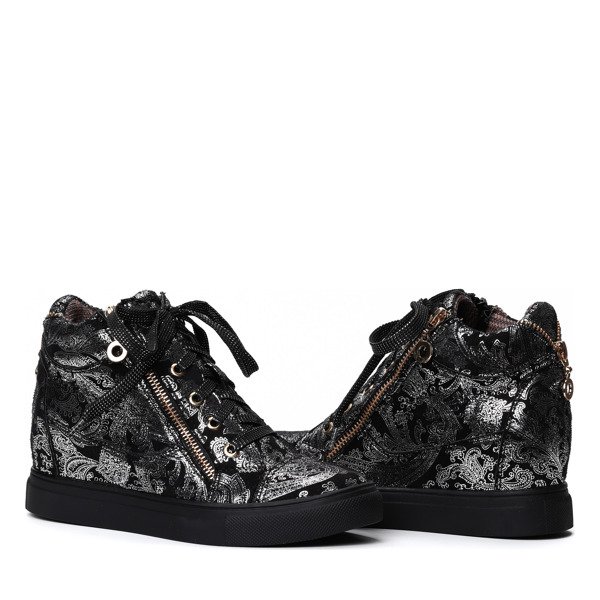 Czarne sneakersy na koturnie - Obuwie