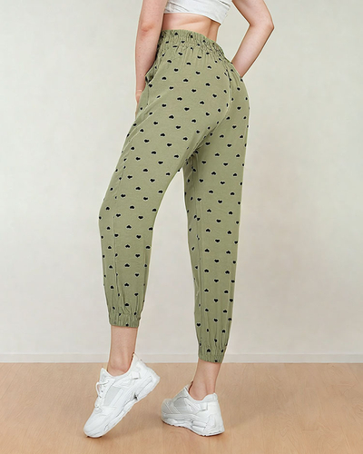 Royalfashion Pantaloni de damă din material textil cu inimioare