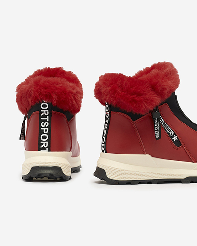 Cizme izolate roșii pentru femei cu blană Scherr- Footwear