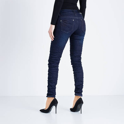 Pantaloni de dama de culoare albastru maro - Îmbrăcăminte