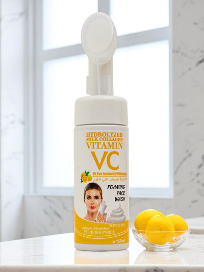 Spumă purificatoare anti-îmbătrânire pentru față cu vitamina C și perie