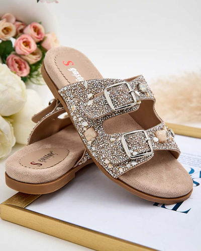Royalfashion Șlapi de damă cu catarame și zirconii Monnas