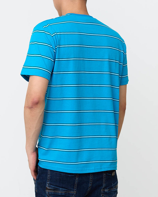 Tricou cu dungi albastre din bumbac pentru bărbați - Îmbrăcăminte