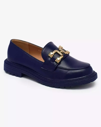 Royalfashion Mocasini pentru femei albastru marin cu ornament auriu Aderica