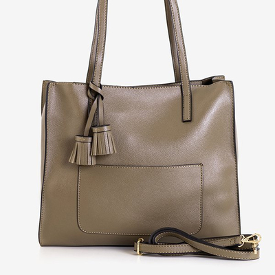 Geantă pentru femei cu franjuri kaki - Genți de mână
