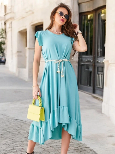 Rochie midi Royalfashion pentru femei cu volane și mâneci scurte