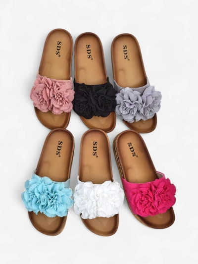Papuci de plajă pentru femei Royalfashion cu flori Focce