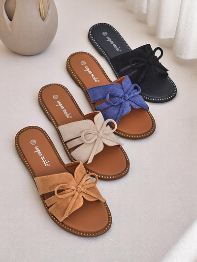 Royalfashion Sandale plate pentru femei cu fundă Gerber