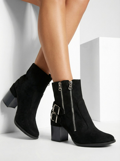 Royalfashion Cizme negre de damă cu ornament Feirrgo