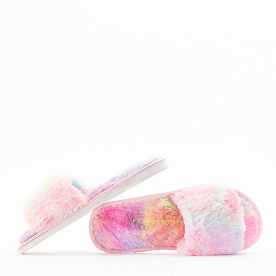 Papuci de dama colorati din blana Tisa - Incaltaminte