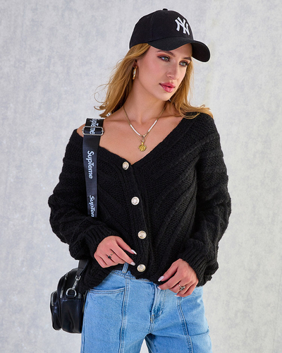 Royalfashion Pulover tricotat pentru femei cu nasturi
