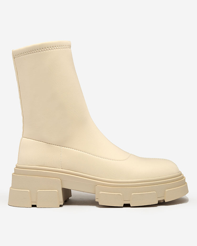 Royalfashion Cizme eco-suede pentru femei, bej Classy Girl