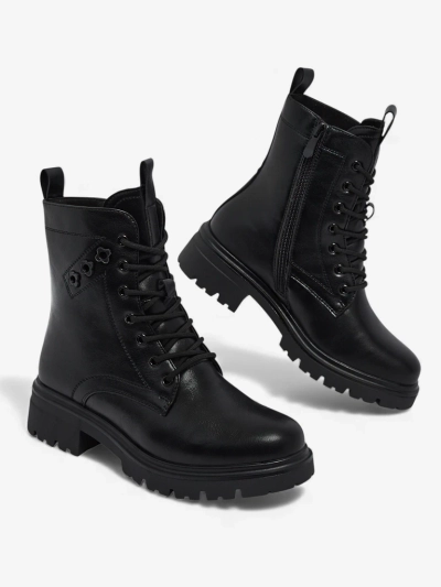 Botine de damă Nometa din piele ecologică cu șireturi