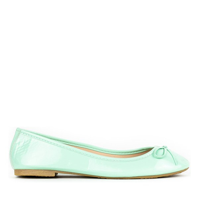 Miętowe baleriny z kokardką Coleti - Obuwie