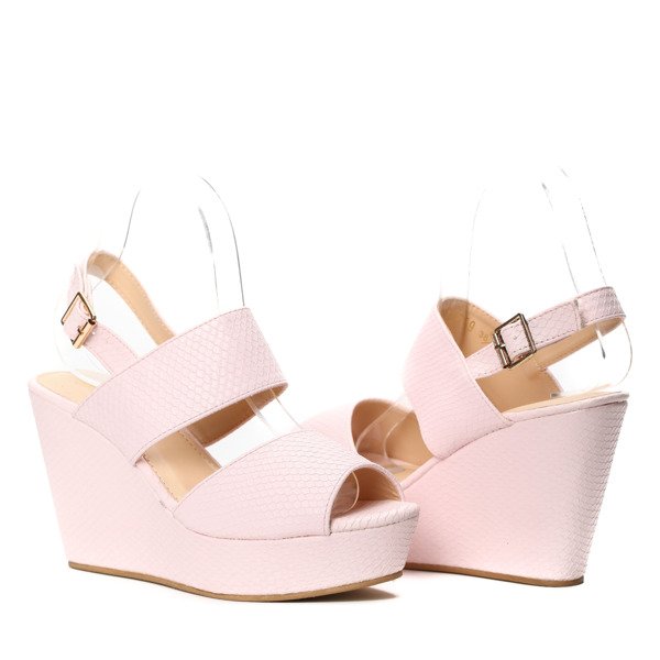 Różowe sandały na koturnie Aiyana- Obuwie