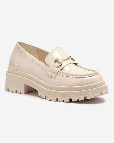 OUTLET Mocasini bej pentru femei cu ornament Avcelias - Încălțăminte