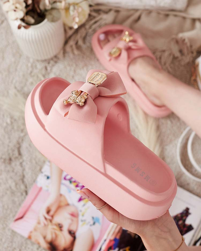 Royalfashion Șlapi de cauciuc pentru femei cu fundiță decorativă Apis