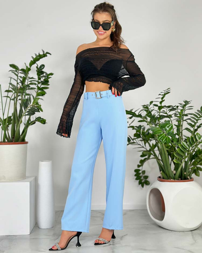 Royalfashion Pantaloni largi din țesătură pentru femei