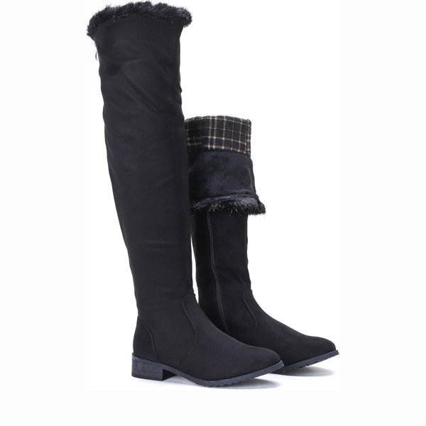 Czarne kozaki na płaskim obcasie Willia - Obuwie