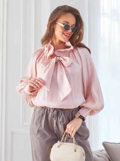 Royalfashion Cămașa strălucitoare pentru femei cu guler decorativ