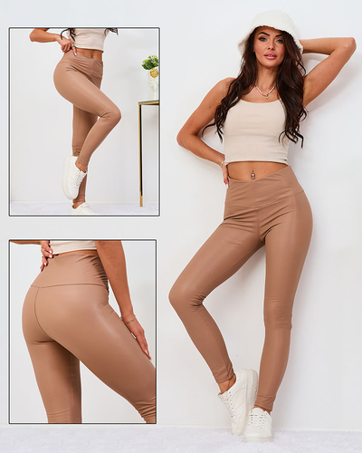 Royalfashion jambiere din piele ecologică pentru femei, maro