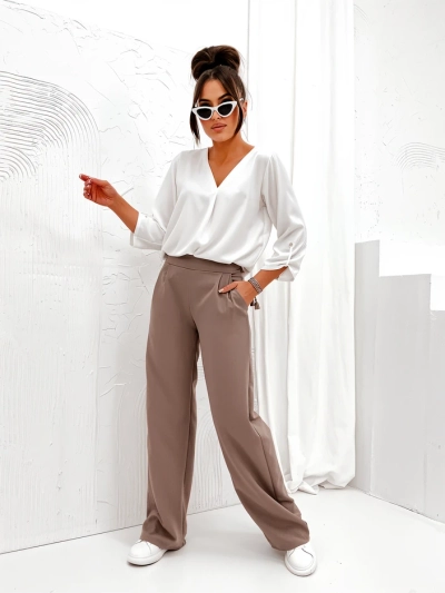 Pantaloni largi din țesătură pentru femei Royalfashion