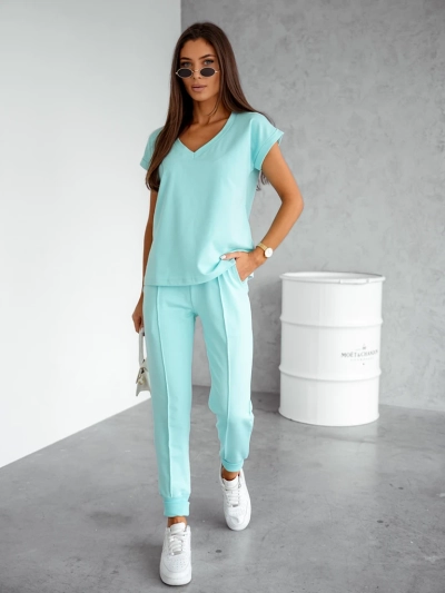 Royalfashion Set de bumbac casual pentru femei cu mânecă scurtă