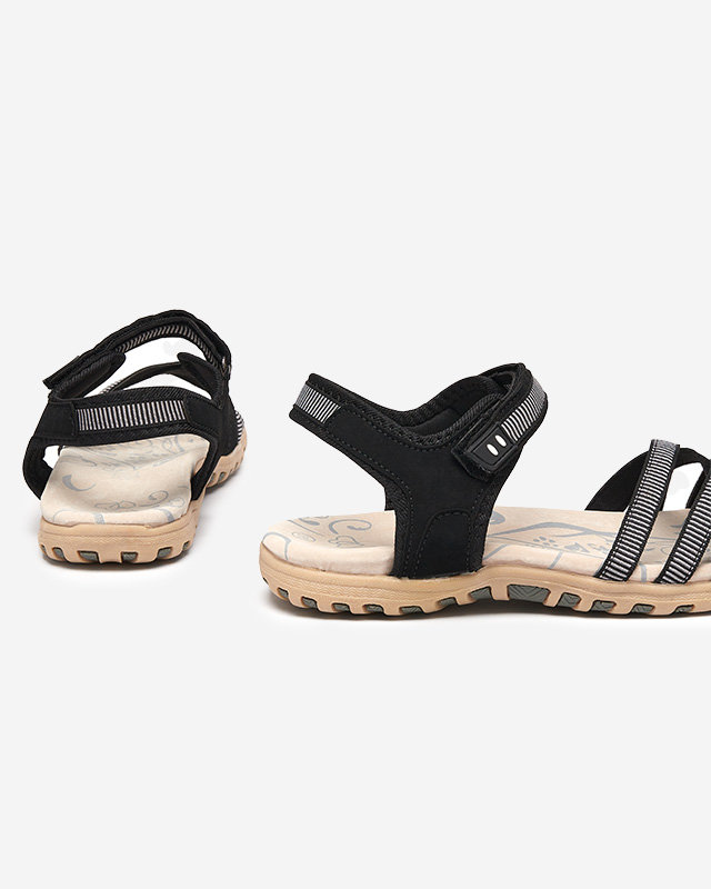 Sandale de damă cu talpă plată în negru Weirovi- Încălțăminte